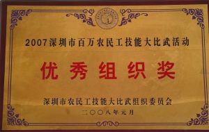 2007百万农民工大比武优秀组织奖